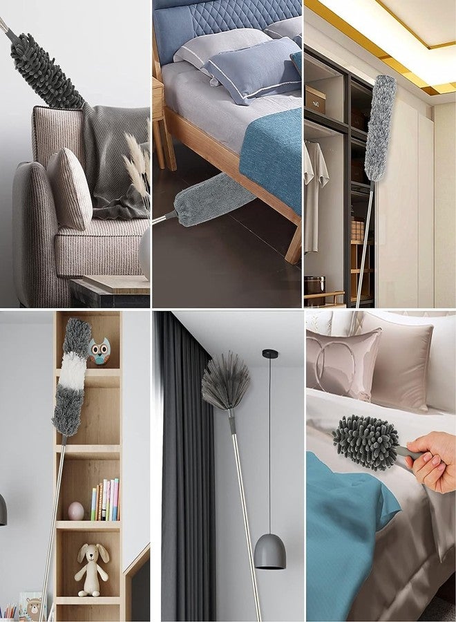 SWAMINE Microfiber Duster 7 Pcs Set Feather Duster Cleaning Kit with 100 Inches Extension Pole, Reusable Bendable Cobweb Dusters for Cleaning Ceiling Fan, Car, Computer, Blinds, Furniture - Image 3